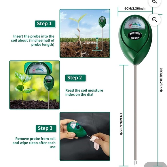 10.23" Soil Moisture MeterbEssential Water Monitor for Indoor &Outdoor Gardening - Picture 3 of 4
